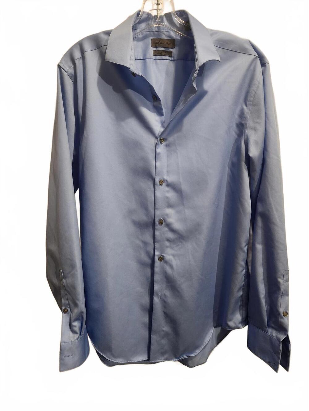 Calvin Klein Light Blue Slim Fit infinite Non Iron Dress Shirt Size 16 1/2 34/35